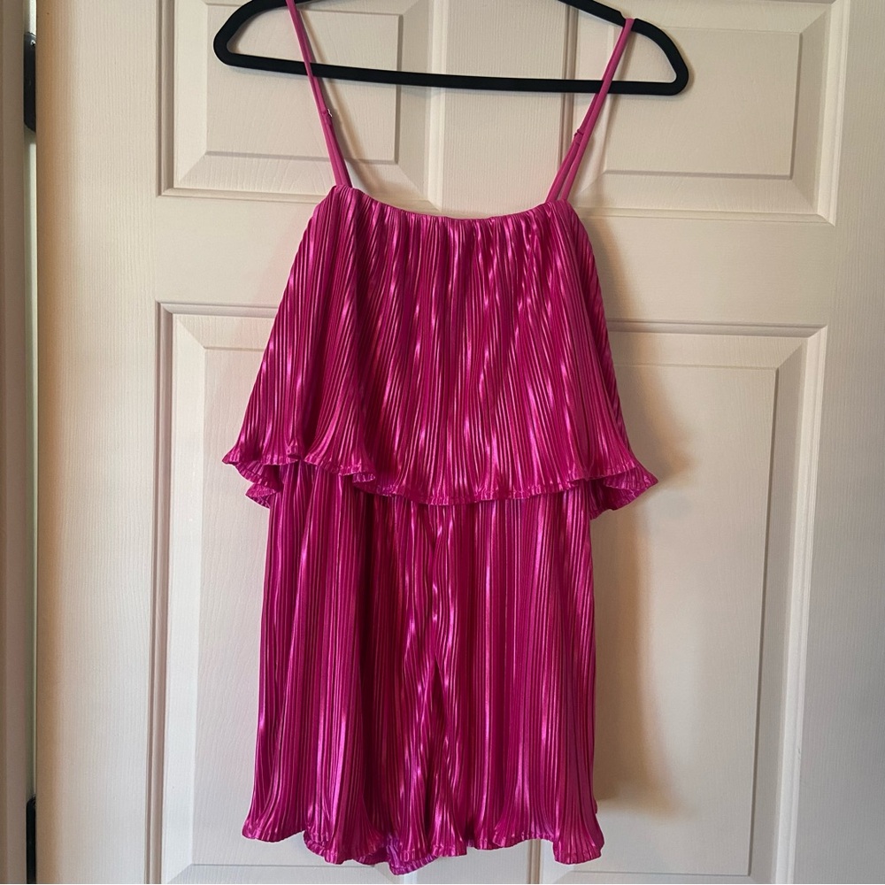 Pink pleated romper
